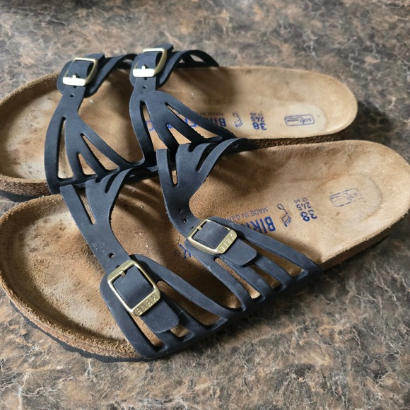Birkenstock Granada Navy Leather Flat Sandals Women 38 7 - Picture 8 of 8